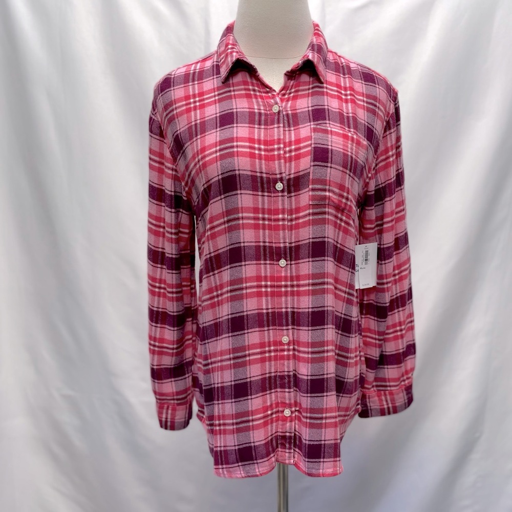Old Navy Girls Plaid Flannel Pink Sz XL